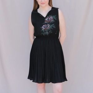 Vintage Handpainted, Pleated Black Dress